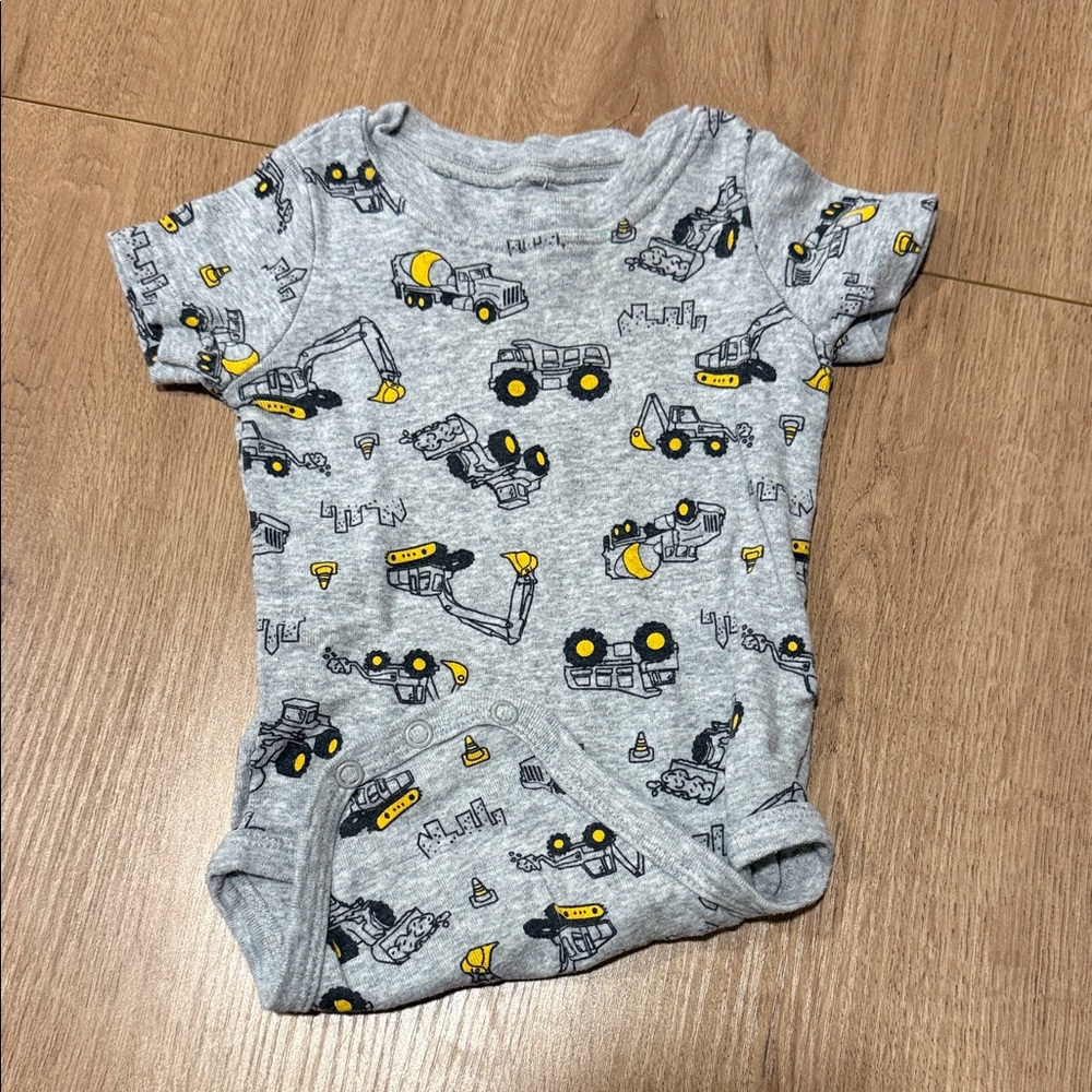 Carter's Gray and Yellow Construction Print Bodysuit